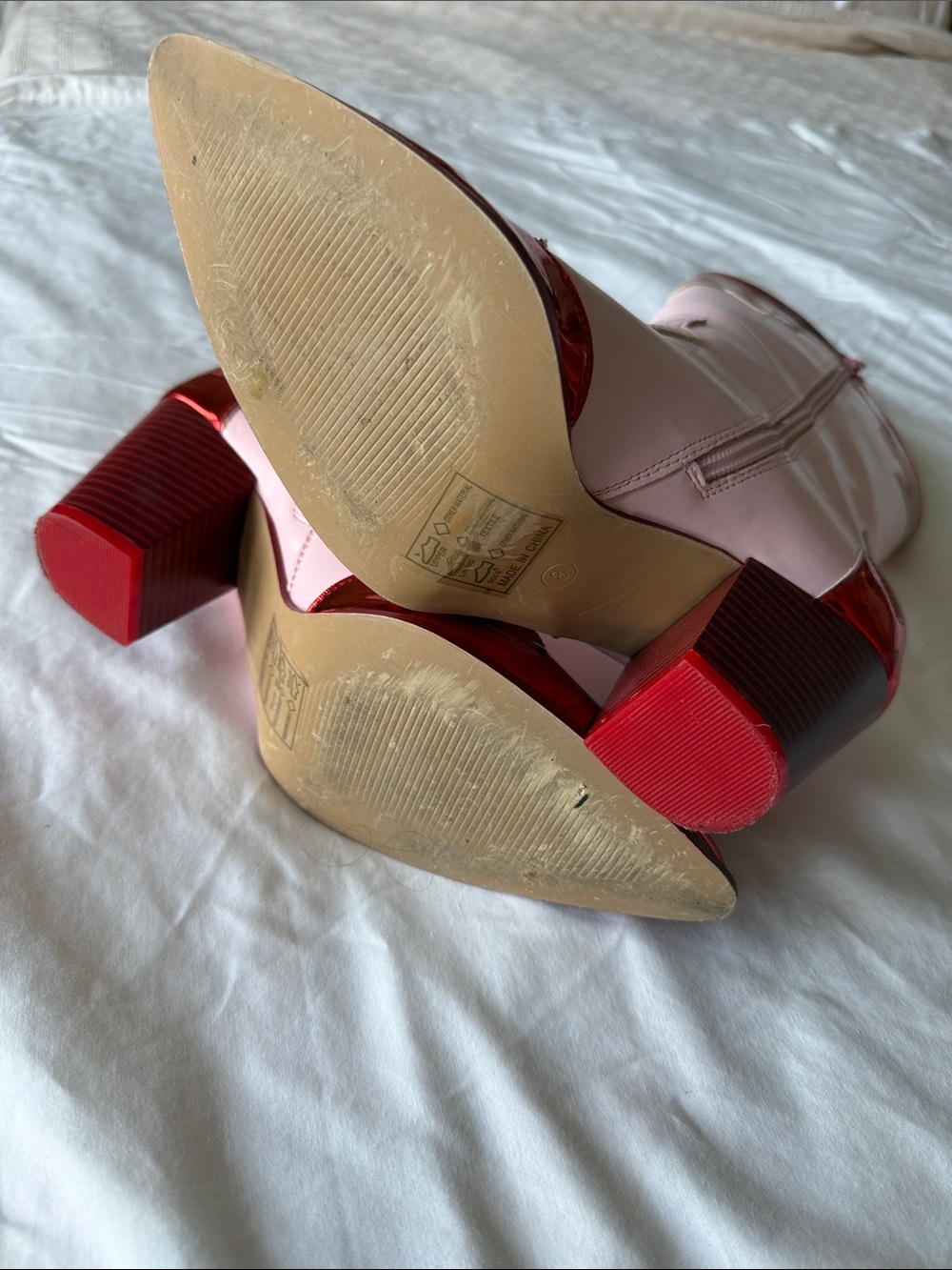 Nasty Gal Pink Western Boots with Red Metallic Star Accents - Picture 5 of 6